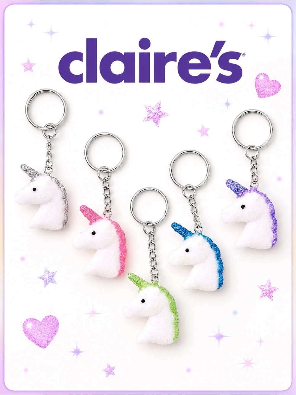 Claire’s Best Friends Unicorn Keychain Set  of 5🌈🦄 NWT
